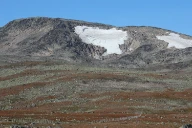 Liten dalsidebre i skråningen opp mot Rasletind på Valdresflye i 2018. Oppland.

