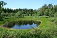 Liten dødisgrop med tjern i breelvmateriale. Nordkulpen ved gardermoen, Akershus.

