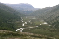 Elveslette i øvre del av Grimsdalen, Dovre kommune, Innlandet.
