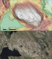 Knaus- og haler på toppen av Gammelmannshøgda. Røros, Sør-Trondelag. Skygerelieff fra kartverket og ortofoto fra Norge i bilder.
