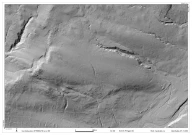 Skyggerelieff fra kartverket viser en ravine i drumlinisert morene. Strompdalen, Namsskogan, Trøndelag.
