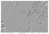 Sanduravsetninger ved siden av rullebanen på Gardermoen i Akershus. Legg merke til alle sporene etter det forgrenede elveløpet som preget sanduroverflaten. Skyggerelieff fra hoydedata.no
