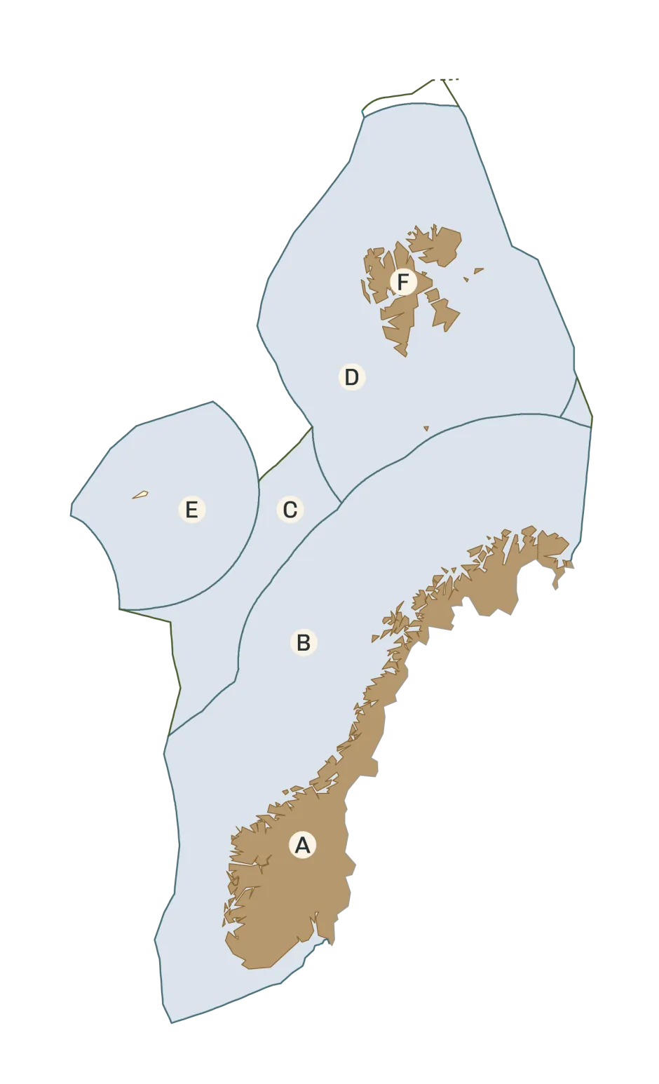 norgeskart som viser grensene for vurderingsområdet i rødlista for naturtyper