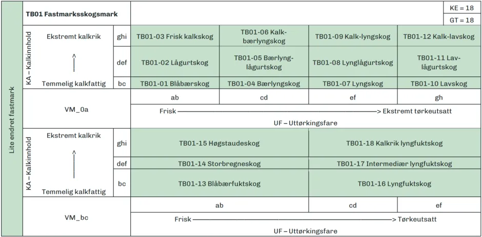 Tabell med informasjon om miljøvariabler