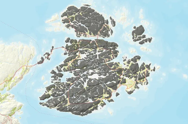 arealet til en naturtype på en øy